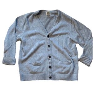 Vintage LL Bean Grandpa Knit Button Up Grey Sweater Cotton Cardigan